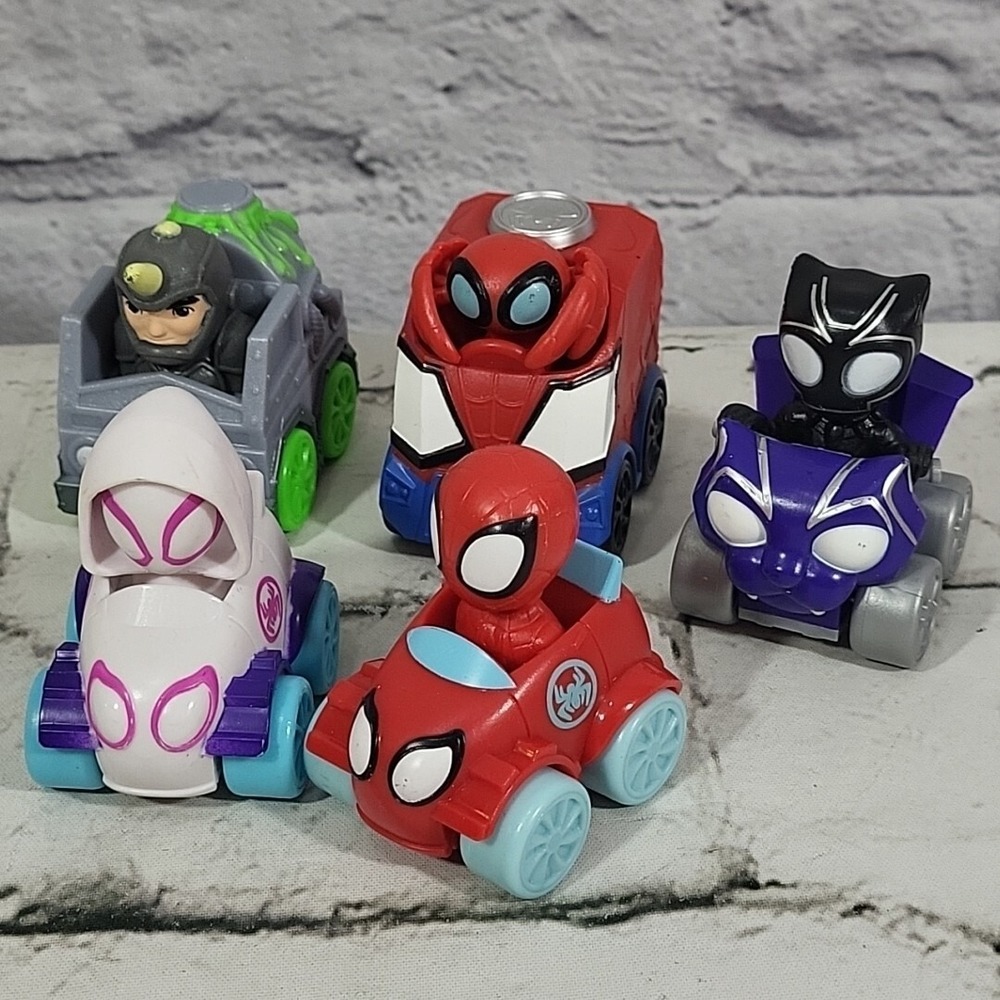 SPIDEY and His Amazing Friends MINI RACERS CAR Toys Lot Of 5 Hasbro Disney Jr